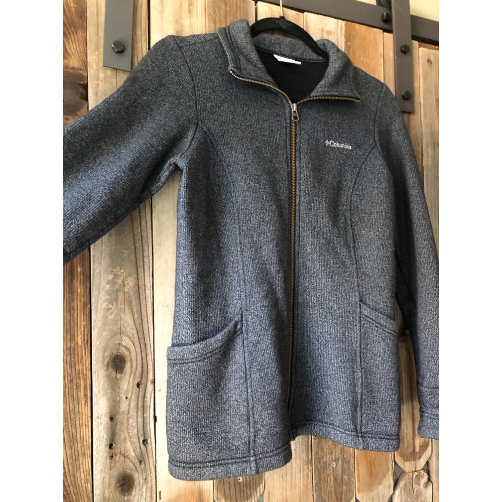 Dark Grey Columbia Fleece Zip-up Jacket Sz Small - Picture 2 of 5